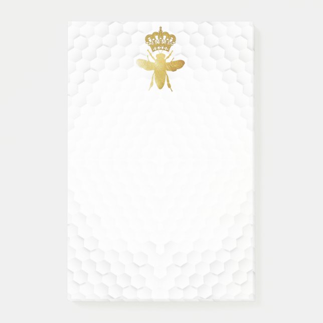REINE BEE Post-It Notes - Gold Bee Crown Honeycomb (Devant)