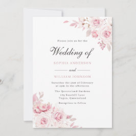 Reine Blüte Elegante Rose Hochzeit in Aquarellfarb Einladung