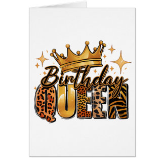 Reine d'anniversaire avec léopard à couronne dorée
