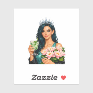 Reine de Glamour Sticker Fleur d'Eau Rose Menthe C