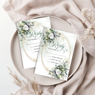 Reine Eleganz Botanisch Grün Weiß Eukalyptus RSVP Karte