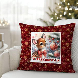 Reine festliche Szene Baby Reh Weihnachtspillow Kissen