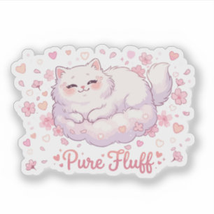 Reine Flauschigkeit Süße Kawaii-Katze Aufkleber