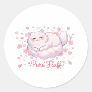 Reine Flauschigkeit Süße Kawaii-Katze Runder Aufkleber