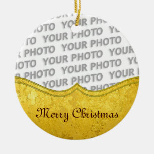REINE GOLD-LEAF-Grenze + Ihr Text / Foto Keramik Ornament