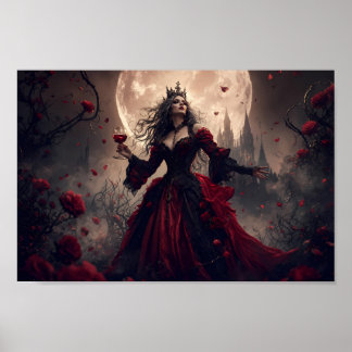 Reine Gothique au Clair de Lune Cramoisi Poster d'