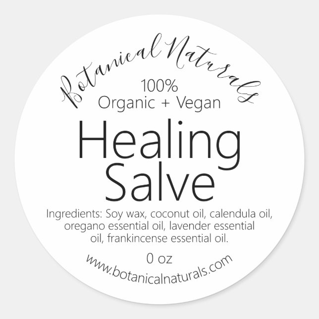 Reine handgefertigte Bio Vegane Balmmarken Runder Aufkleber (Vorderseite)