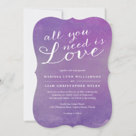 Reine Liebe Wasserfarbenhochzeit / Violett Lila Einladung