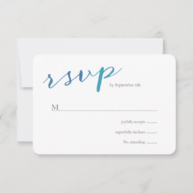 Reine Liebe Watercolor Wedding RSVP / Ocean Blue (Vorderseite)