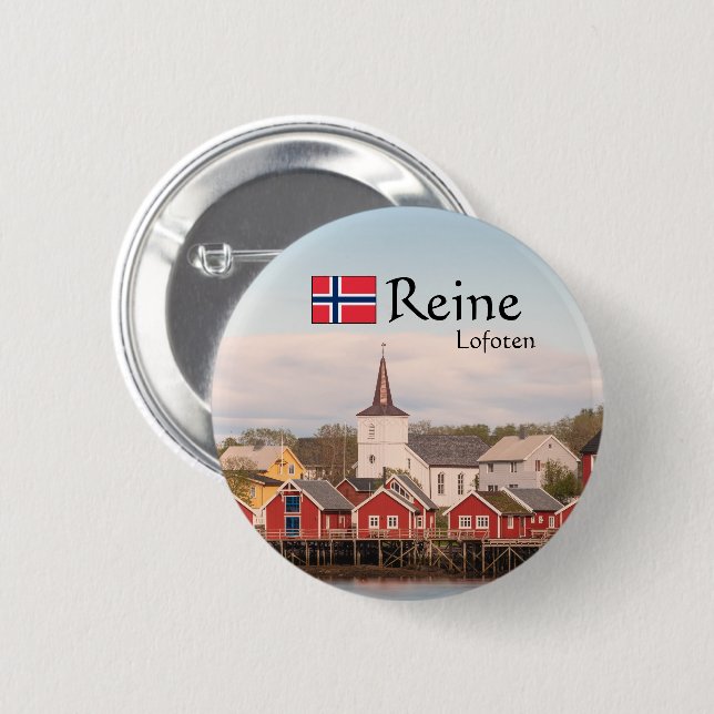 Reine Lofoten Souvenir Button (Vorne & Hinten)