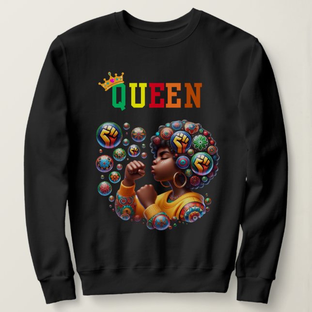 Reine Nubienne : sweatshirt des femmes au pouvoir (Design devant)