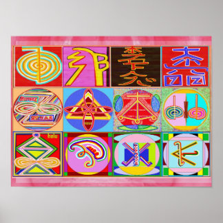 Reine REIKI Heilung Kunst - 12 Symbole Poster