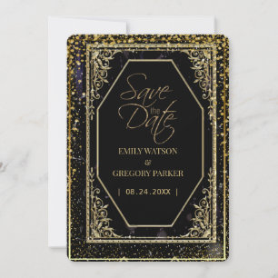 Reine schwarze und goldene Eleganz ,  Save The Date
