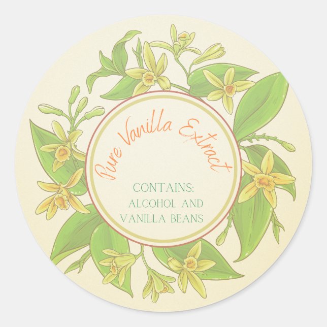 Reine Vanilla extrahiert Labels Runder Aufkleber (Vorderseite)