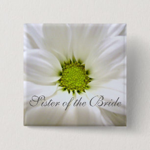 reine weiße Gänseblümchen-Hochzeit Button