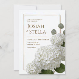 Reine Weiße Minimalistische Hortensie Goldrahmen H Einladung