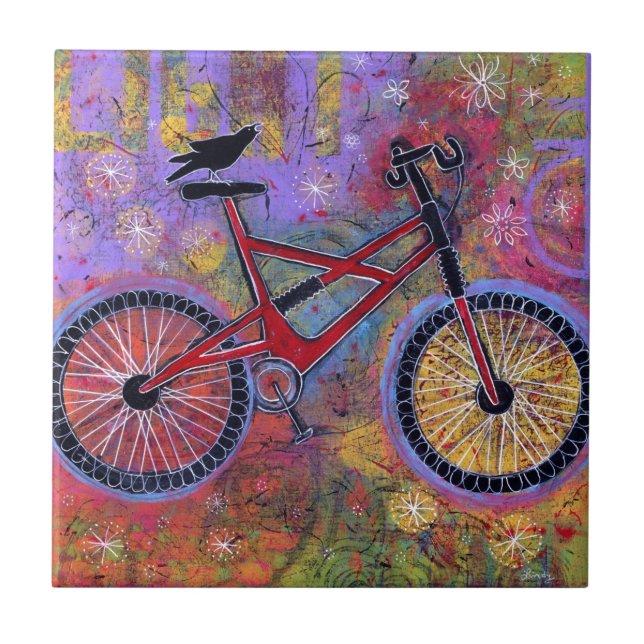 Reiner Freuden-Rabe und Fahrrad-Fliese Fliese (Vorderseite)