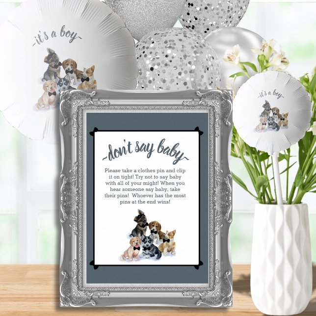 Reiner Welpe | Elegant Say Baby Shower Game Poster (Pure Puppy | Elegant Don't Say Baby Shower Game Poster)