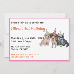 Reiner Welpe   Hunde Theme Boy First Birthday Part Einladung