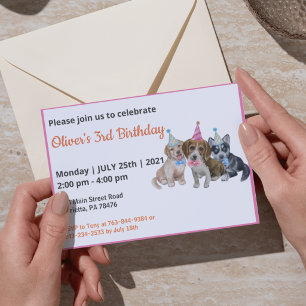 Reiner Welpe   Hunde Theme Boy First Birthday Part Einladung