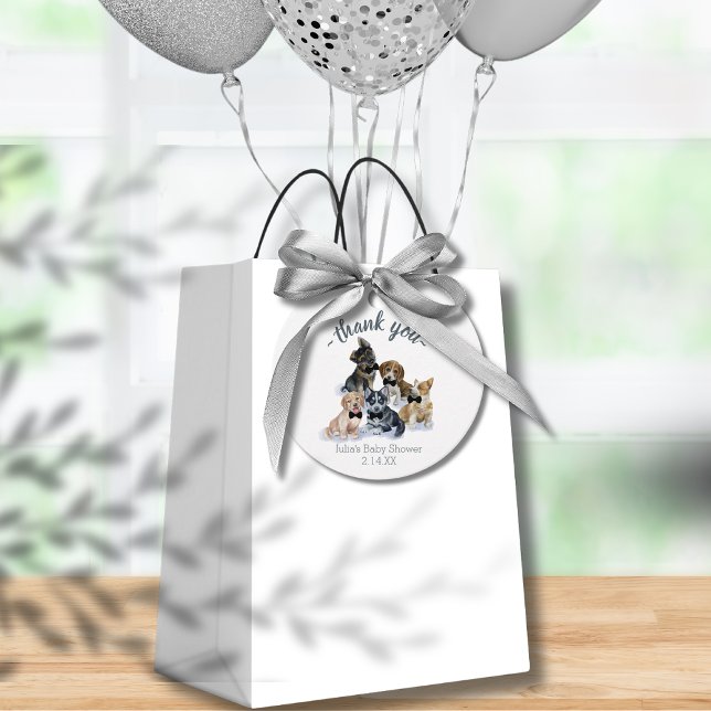 Reiner Welpe | Schwarze Krawatte Elegante Niedlich Geschenkanhänger (Pure Puppy | Black Tie Elegant Cute Baby Shower Favor Tags)