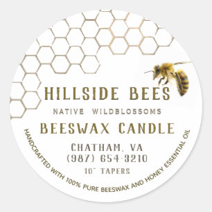 Reines Bienenwachs-Etikett mit Honigwabenrübe & Bi Runder Aufkleber