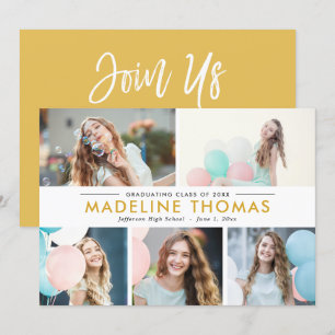 Reines Collage EDITABLE FARBAbschluss-Foto Einladung