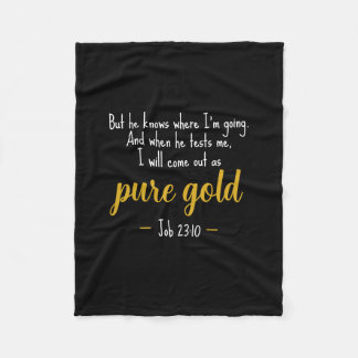 Reines Gold Job 23:10 Schrift Vliesdecke Fleecedecke