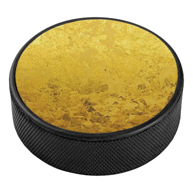 REINES GOLDblatt Muster + Ihr Text/Foto Eishockey Puck (3/4)