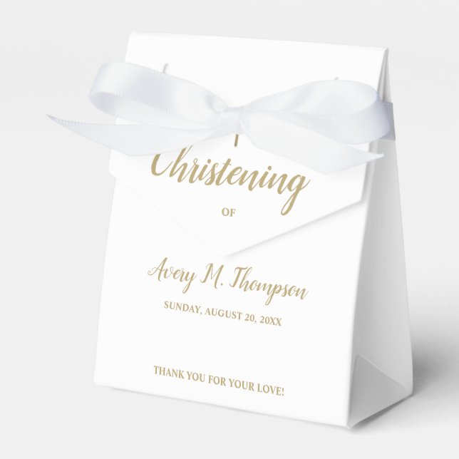Reines weißes Gold kreuzen Script Christening Geschenkschachtel (Vorderseite)