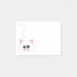 Reines weißes Miezekatze-Katzen-Spielen Post-it Klebezettel