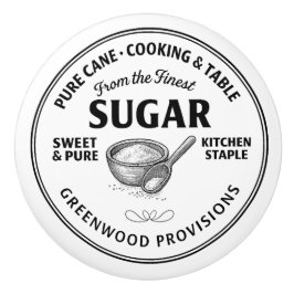 Reines Zucker-Label Vintage-Typografie Keramik-Kno Keramikknauf