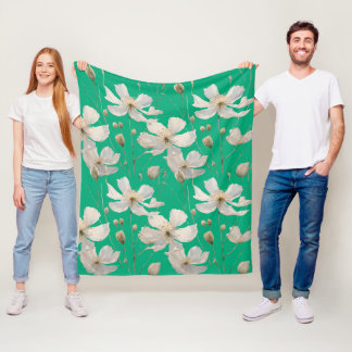 Reinheit der weißen Blume Fleecedecke