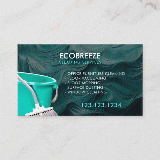 Reinigung der Aquamarinen Wave Office Visitenkarte (Vorderseite)