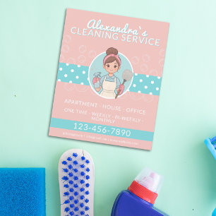 Reinigung des Cartoon der Dame Rosa und Aquamarine Flyer