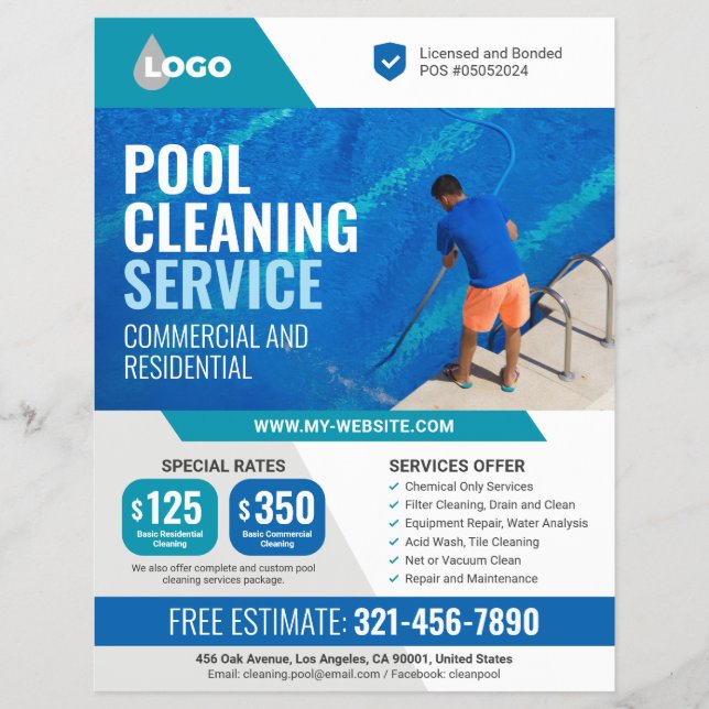 Reinigung des Schwimmbades Flyer (Vorne)