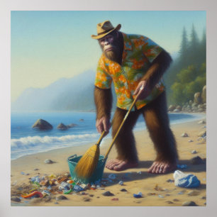 Reinigung des Strandes Poster