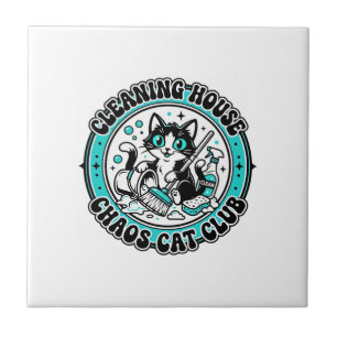 Reinigung Haus Chaos Katze Haustierliebhaber Shirt Fliese