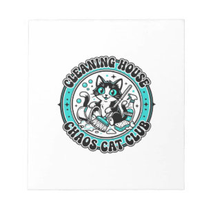 Reinigung Haus Chaos Katze Haustierliebhaber Shirt Notizblock