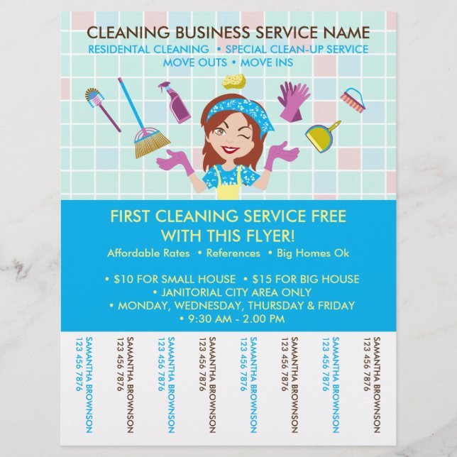 Reinigung Janitorial Tickets Werbung Mädchen Mädch Flyer (Vorne)