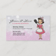 Reinigung Lady Cleaner Service Pink Glitzern Retro