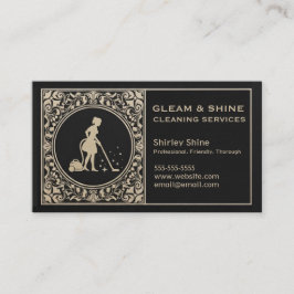 Reinigung Lady Cleaner Service Stilvolle Black & G Visitenkarte