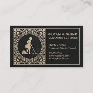 Reinigung Lady Cleaner Service Stilvolle Black & G Visitenkarte