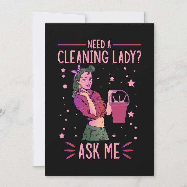 Reinigung Lady Housekeeper Housekeeping Cleaner Gr Dankeskarte (Vorderseite)