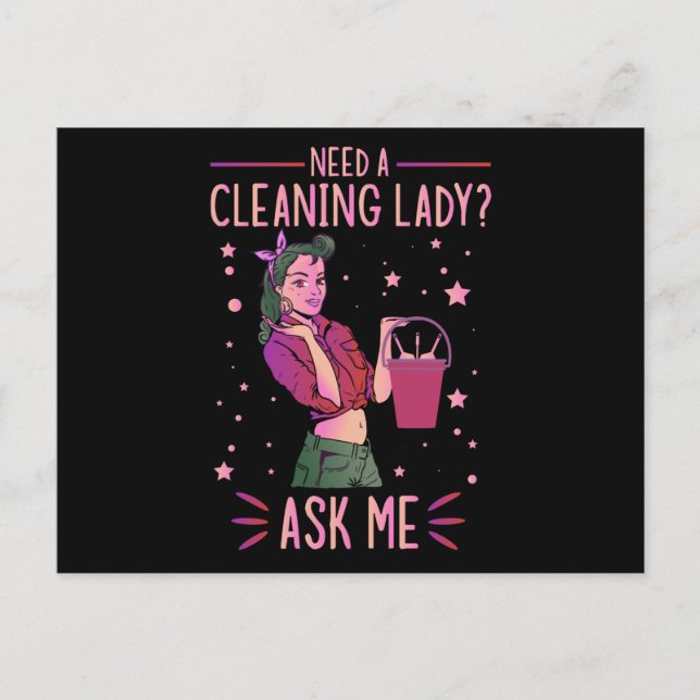 Reinigung Lady Housekeeper Housekeeping Cleaner Gr Einladungspostkarte (Vorderseite)