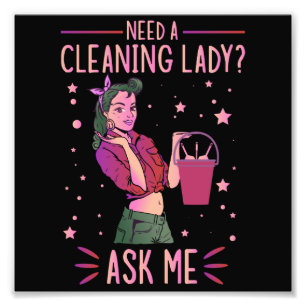 Reinigung Lady Housekeeper Housekeeping Cleaner Gr Fotodruck
