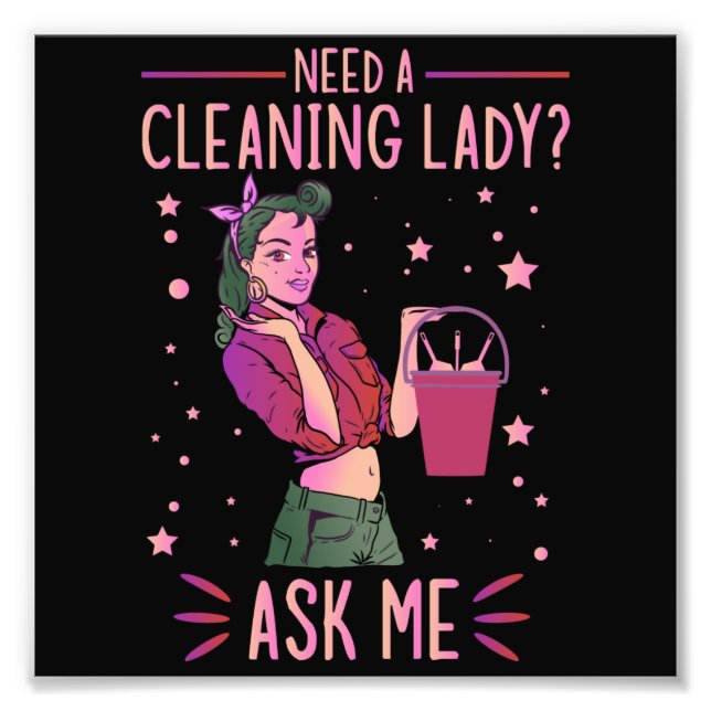 Reinigung Lady Housekeeper Housekeeping Cleaner Gr Fotodruck (Vorne)