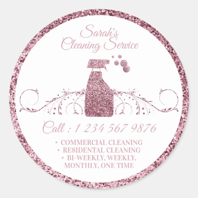 Reinigung Magd Janitorial funkeln Glitzer am beste Runder Aufkleber (Vorderseite)