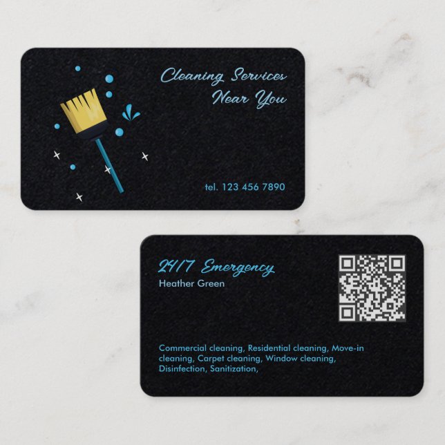 Reinigung QR 24/7 Visitenkarte (Vorne/Hinten)