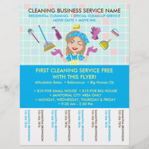 Reinigung von Janitorial Tickets Werbung Cartoon Flyer